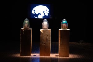 Vista exposição_Paulo Nazareth_Ovos de Colombo - Produtos de Genocídio_2021_e_Kara Walker_Testimony_ Narrative of a Negress Burdened by Good Intention